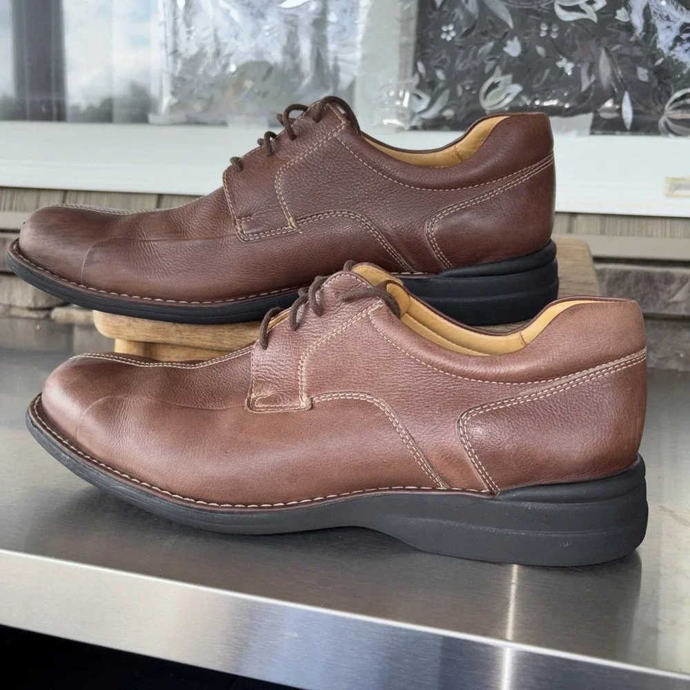 Johnston & Murphy Brown Sheepskin Lined Leather Oxford Shoes Men's 13 M Brazil